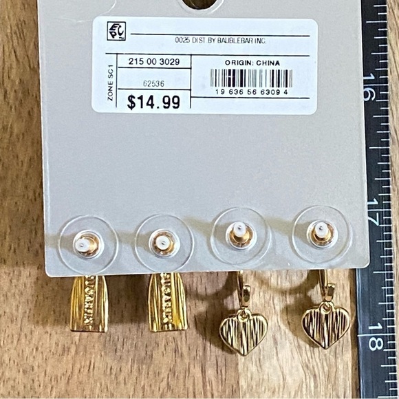 4/$20 Baublebar Yes Way Rose Earring Duo Sugarfix Heart Wine Squad Pink Gold - Picture 6 of 6